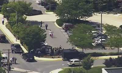 Screen grab of video showing scene at Annapolis, Maryland, newspaper shooting