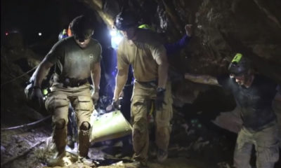 Photo of Thai boy inside cave being rescued