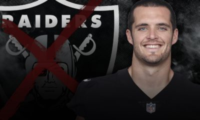 Photo graphic of Derek Carr and Raiders logo