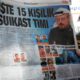 Photo of the Sabah newspaper with a headline reading "15-member assassination squad" in Ankara