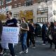Photo of Google employees walking off the job in protest