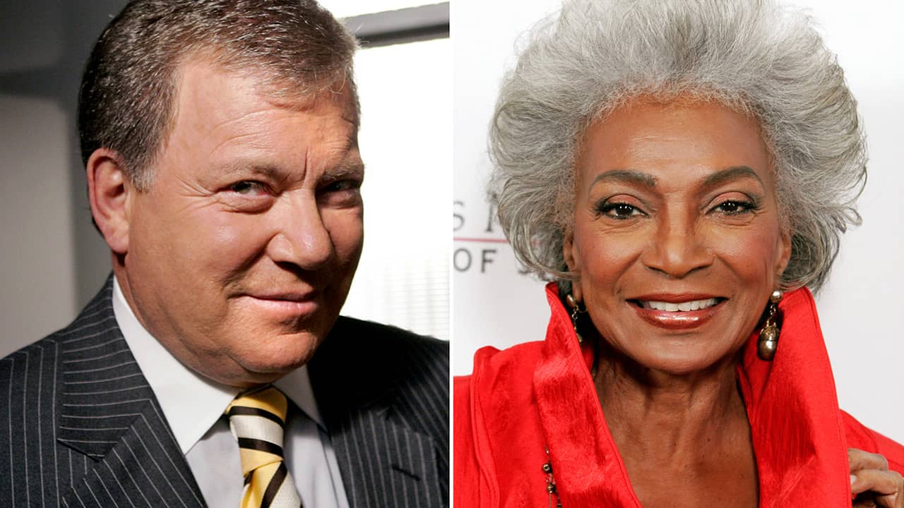 Photo of actor William Shatner and actress Nichelle Nichols