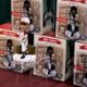 Photo of bobbleheads of former Negro League pitcher Satchel Paige of the Kansas City Monarchs