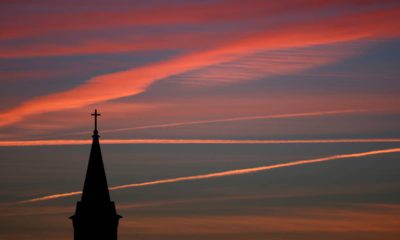 Photo of a church and sunset