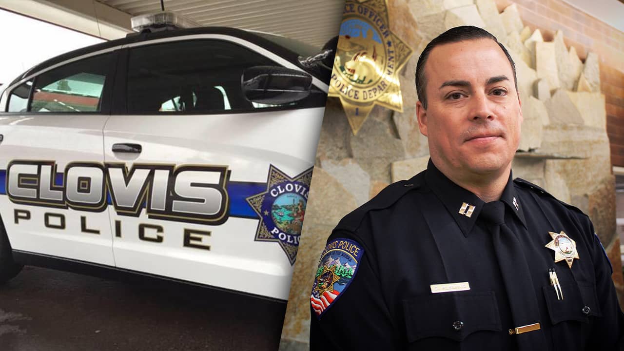 Composite photo of a Clovis Police car and new Police Chief Curt Fleming