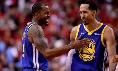 Photo of Andre Iguodala and Shaun Livingston of the Golden State Warriors