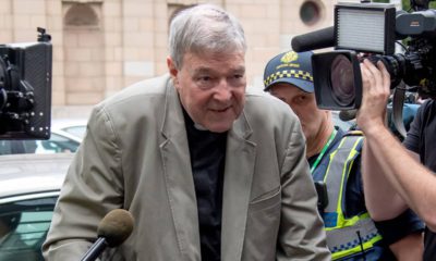 Photo of Cardinal George Pell leaving County Court in Melbourne