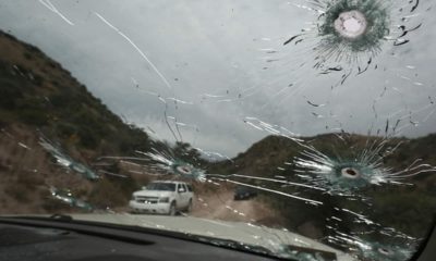 Photo of bullet-riddled vehicles