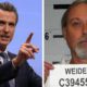 Composite image of Gov. Gavin Newsom and convicted murderer David Weidert