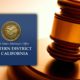 Montage of U.S. Attorney's Office logo and a court gavel