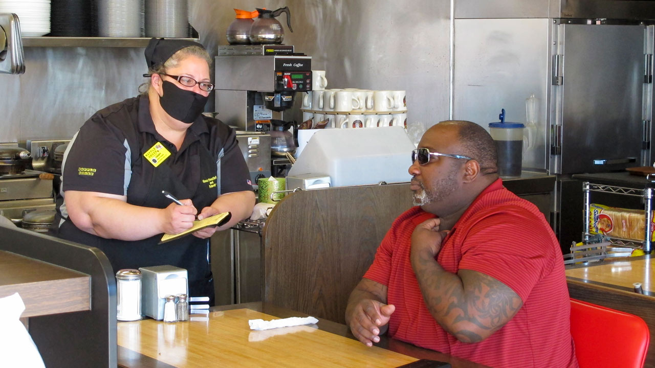 Photo of people in a restaurant