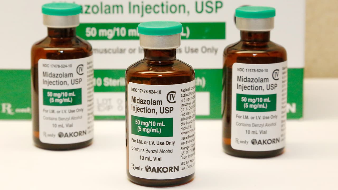 Photo of bottles of the sedative midazolam