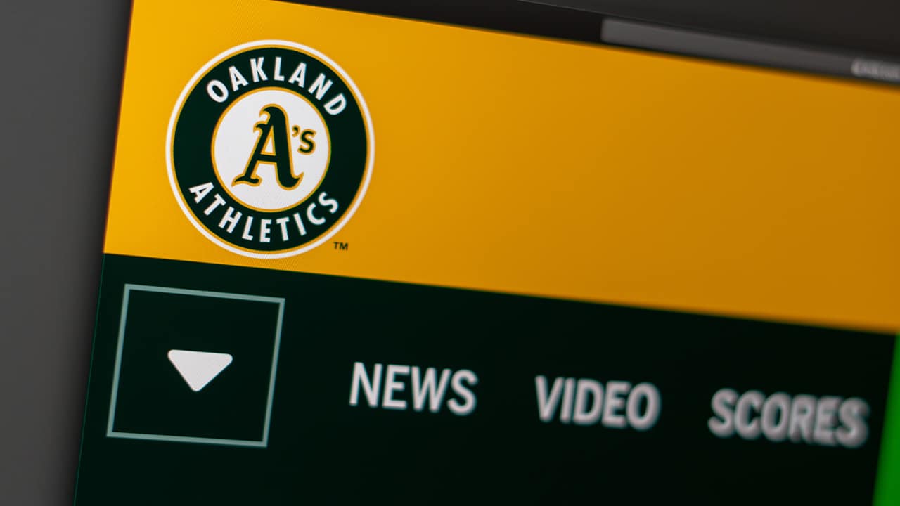 Photo of Oakland A's logo on a website page
