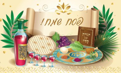 Illustration of a traditional Passover meal