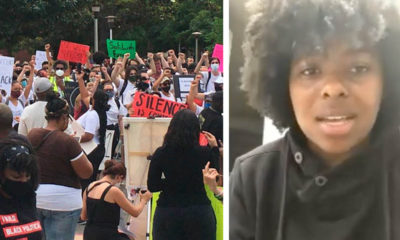 Side by side images of Fresno protests and one of the organizers, D'Aungillique Jackson