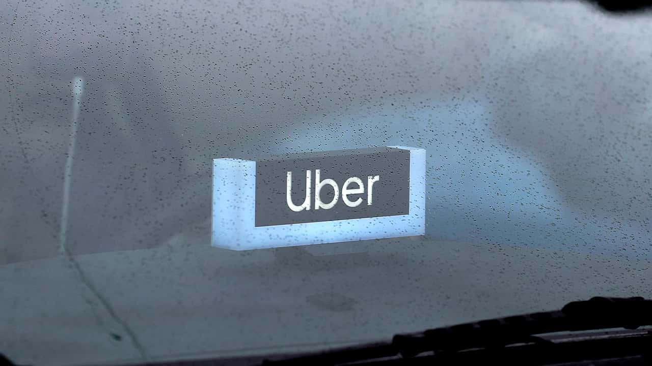 Photo of an Uber light inside a car